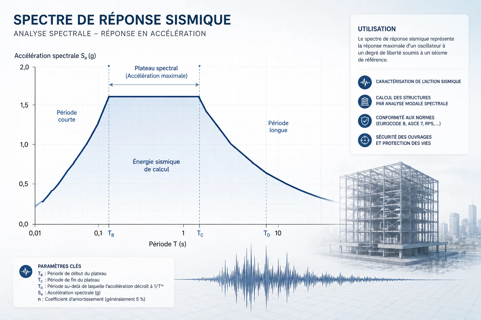 Spectre de réponse sismique utilisé pour une analyse spectrale