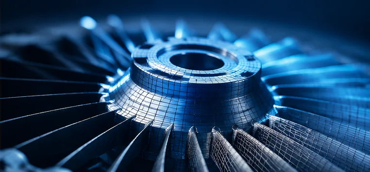 Composant de turbine avec maillage éléments finis
